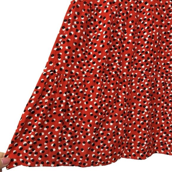 Zara Floral Tiered Midi Maxi Dress Size M Red Long Sleeve Cottage Peasant Boho - Picture 4 of 12